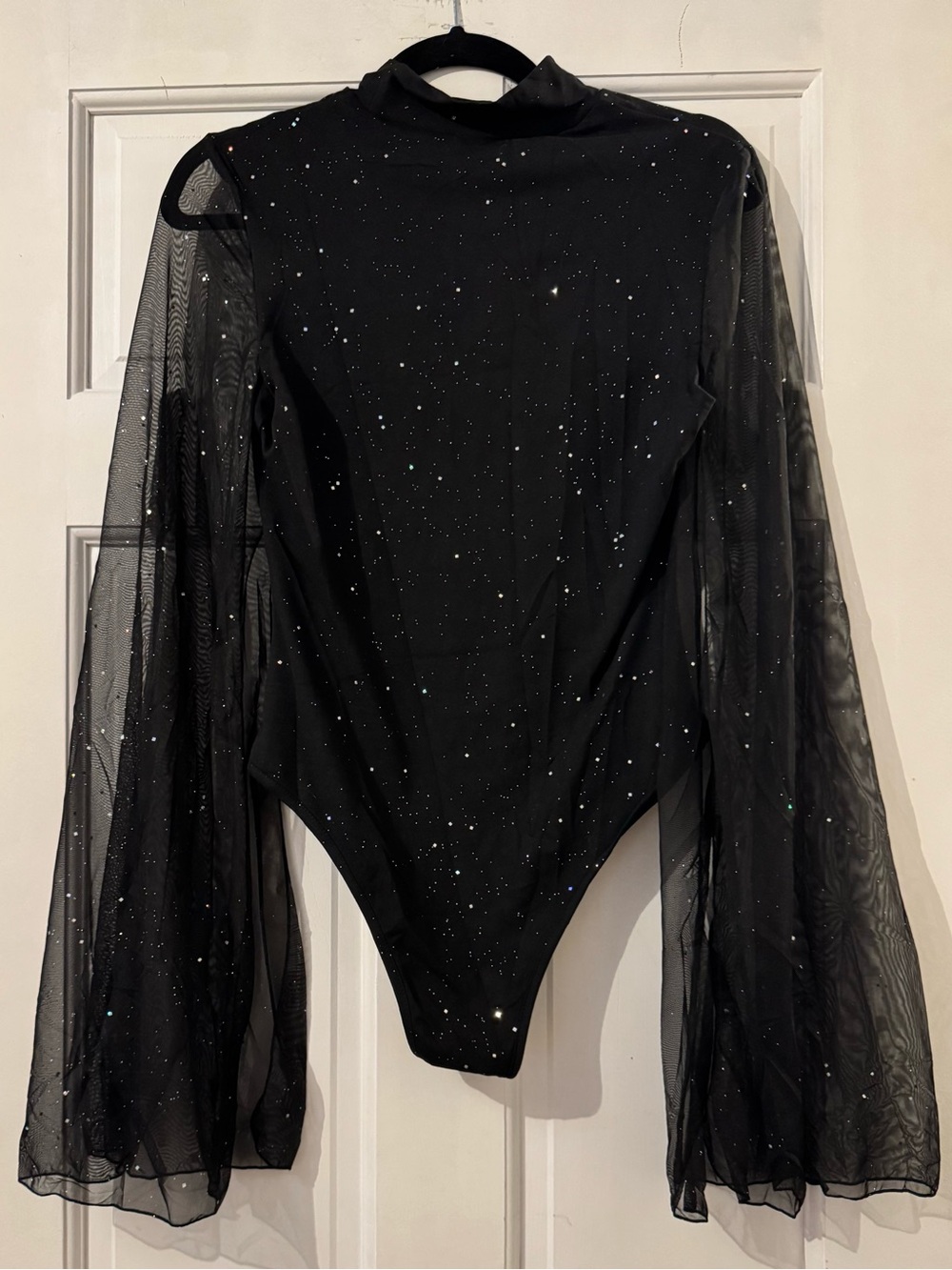 Women’s Fitted Sparkle Bell-Sleeve Bodysuit